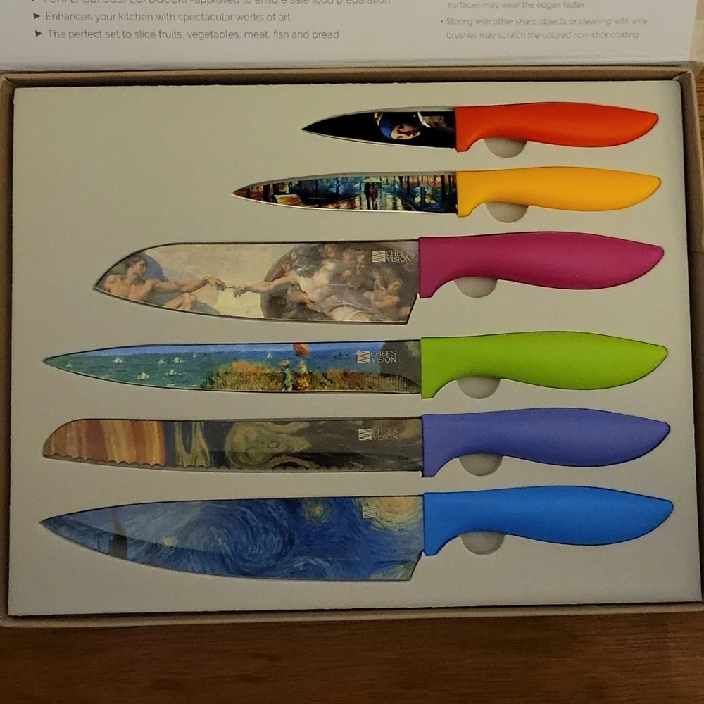 Chef's Vision Masterpiece 6 pc color knife set art lovers stainless steel New…